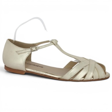 sandale dorée fermée talon 42, 43, 44, 45 Shoesissime, vue profil