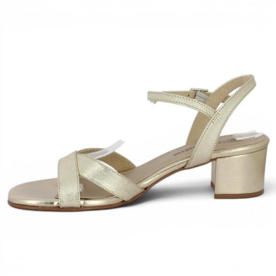 Nu-pieds à talon cuir doré grande taille femme Shoesissime, vue intérieure