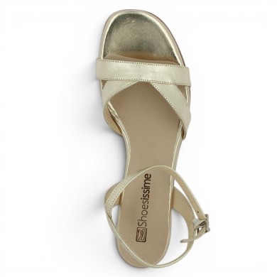 sandale à talon dorée grande pointure femme Shoesissime, vue dessus