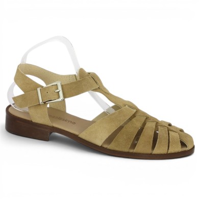 sandale fermée beige femme grande taille Shoesissime, vue profil