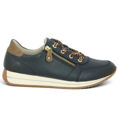 D0H11-15 Baskets Remonte bleu marine grande taille femme lacets ruban Shoesissime, vue coté