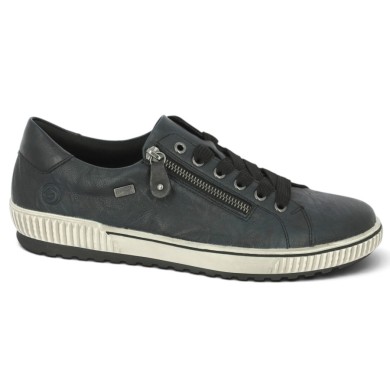 D0700-15 Baskets Bleu Marine Remonte bout rond 42, 43, 44, 45 femme Shoesissime, vue profil