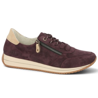 D0H19-30 Baskets velours bordeaux femme grande taille Remonte Shoesissime, vue profil
