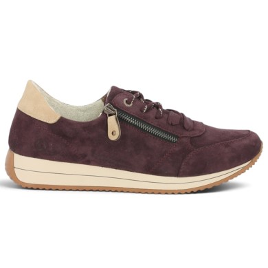Thais - D0H19-30 Plum Velvet Sneakers by Remonte - Remonte Sneakers in Plus Sizes - Shoesissime