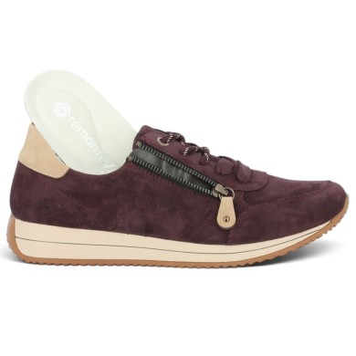 Thais - D0H19-30 Plum Velvet Sneakers by Remonte - Remonte Sneakers in Plus Sizes - Shoesissime