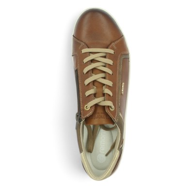 Annie - D1E12-24 Women's Light Brown Leather Sneakers - Remonte Sneakers Sizes 42, 43, 44, 45 - Shoesissime