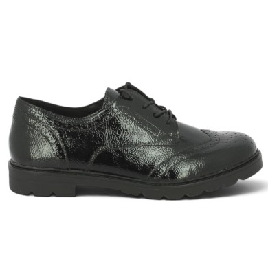 D2Q04-02 Chaussure à lacets vernie noir femme grande taille 42, 43, 44, 45 Remonte Shoesissime, vue coté