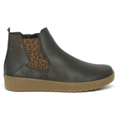 Louka - R7994-27 Boots cuir marron élastique Léopard 42, 43, 44, 45 - Bottines femme grande taille - Shoesissime
