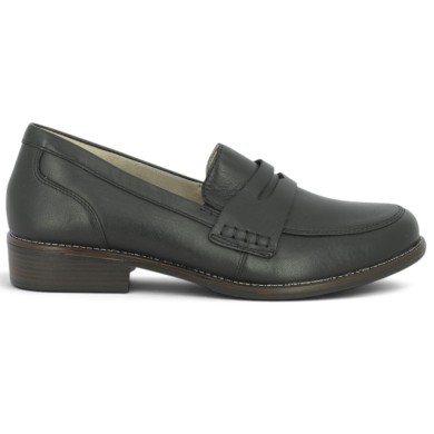 D0F05-00 mocassin femme Remonte cuir noir grande pointure Shoesissime, vue coté
