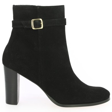 Bottine à haut talon cuir noir 42, 43, 44, 45 Shoesissime, vue coté