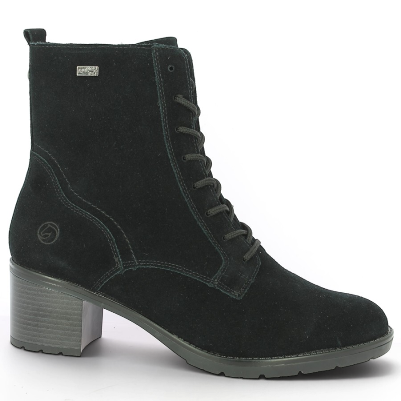 D2A80-02 Bottine à talon velours noire Remonte 42, 43, 44, 45, vue profil
