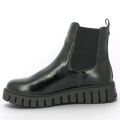 Bottines vernis noire grosse semelle crantée femme 42, 43, 44 Shoesissime, vue intérieure