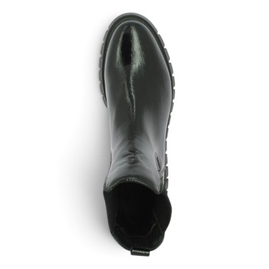 Boots femme vernie noire grosse semelle crantée grande taille Shoesissime, vue dessus