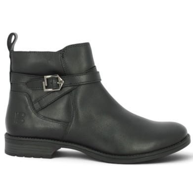 Dottie - Black leather ankle boots with strap and buckle - Black flat ankle boots sizes 42, 43, 44 - Shoesissime