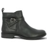 Dottie - Black leather ankle boots with strap and buckle - Black flat ankle boots sizes 42, 43, 44 - Shoesissime