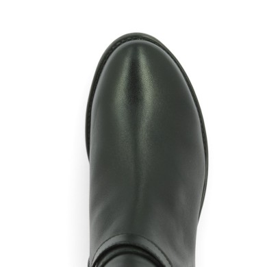 Dottie - Black leather ankle boots with strap and buckle - Black flat ankle boots sizes 42, 43, 44 - Shoesissime