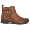 Bottines plate boucle cuir camel femme grande taille Shoesissime, vue coté