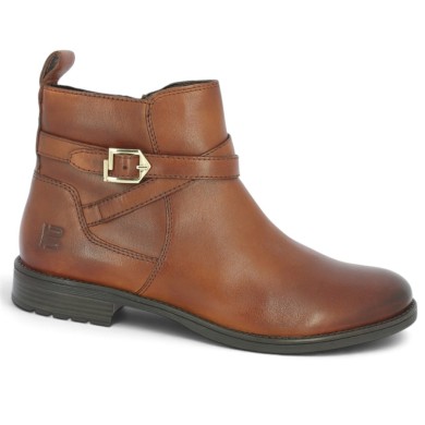 Dottie - Camel leather ankle boots with straps and buckles - Flat camel ankle boots sizes 42, 43, 44 - Shoesissime
