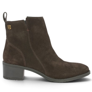 Boots petit talon femme grande taille velours marron Shoesissime, vue coté