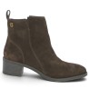 Bottines petit talon femme grande taille velours marron Shoesissime, vue profil