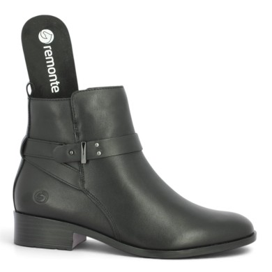 Nicole - Elegant Black Leather Ankle Boots D3U72-00 Remonte - Women's Plus-Size Ankle Boots - Shoesissime