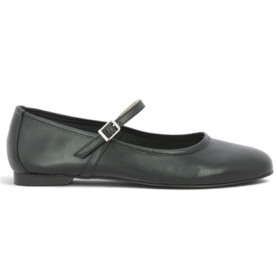 ballerine cuir noir à brides babies plate femme grande taille Shoesissime, vue coté