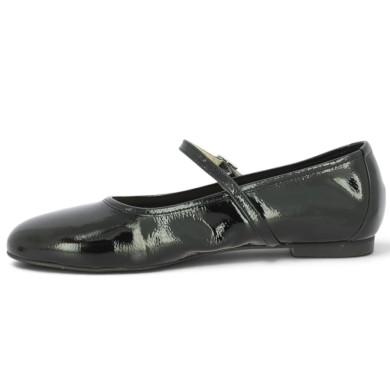 Babies plates vernies noire cuir grande pointure femme Shoesissime, vue intérieure