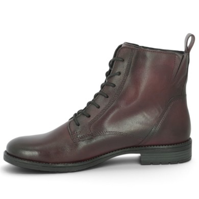 Bottines plate à lacets et fermeture éclair cuir Bordeaux grande pointure femme Shoesissime, vue intérieure