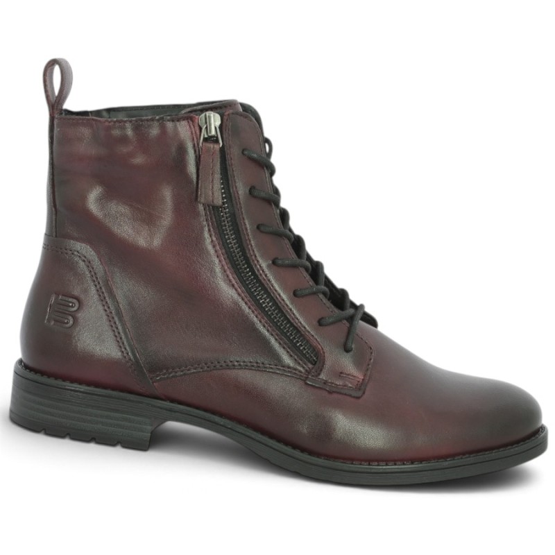 Bottine à lacets et fermeture éclair cuir Bordeaux femme 42, 43, 44 Shoesissime, vue profil