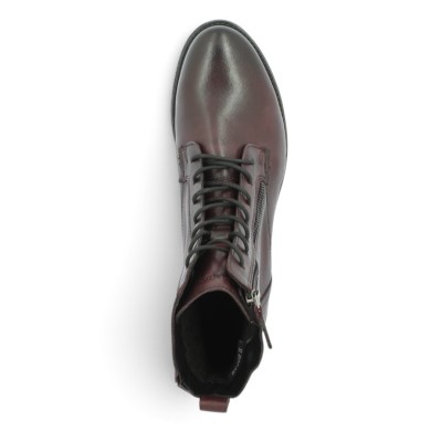 Boots plate à lacets et fermeture éclair cuir Bordeaux grande pointure femme Shoesissime, vue dessus