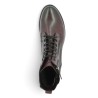 Boots plate à lacets et fermeture éclair cuir Bordeaux grande pointure femme Shoesissime, vue dessus