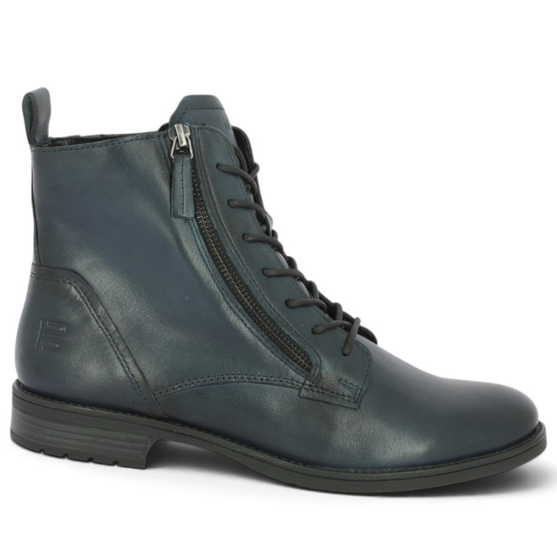 Bottine cuir bleu à lacets femme 42, 43, 44 Shoesissime, vue profil