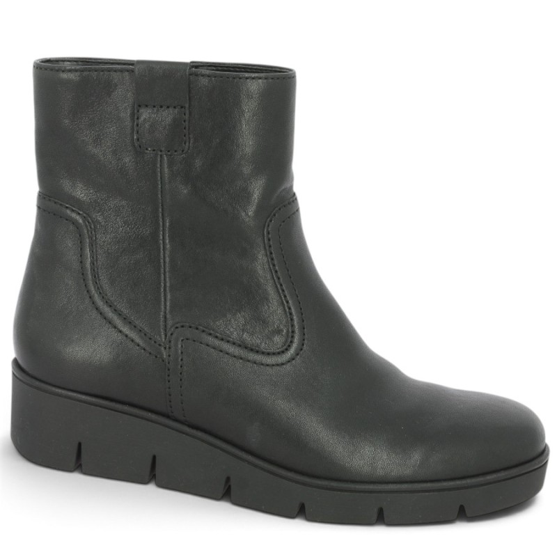 Bottine cuir noir talon compensé Gabor 8005.01.001 Shoesissime, vue profil