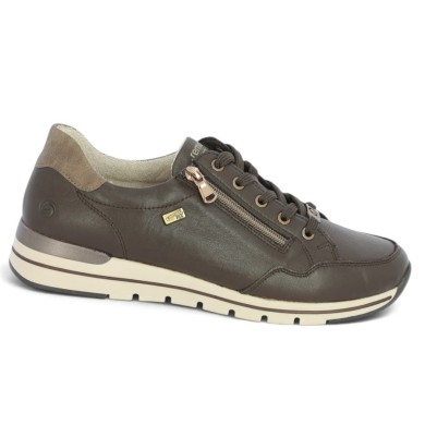 R6716-25 Baskets femme Remonte cuir marron 42, 43, 44, 45 Shoesissime, vue profil