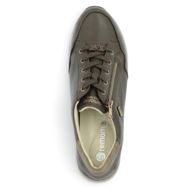 R6716-25 Sneakers femme Remonte cuir marron grande taille Shoesissime, vue dessus