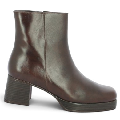 Bottine à talon et plateforme cuir marron femme 42, 43, 44, 45 Shoesissime, vue profil