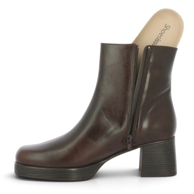 Bottine à talon marron mode semelle orthopédique femme 42, 43, 44, 45 Shoesissime, vue détails