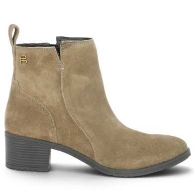 Bottines beige petit talon femme grande taille Shoesissime, vue coté
