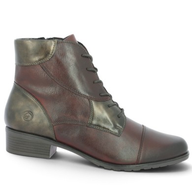 bottines bordeaux lacets femme Remonte D6882-35, vue profil