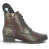 Bottines à lacets semelle amovible cuir bordeaux Remonte Shoesissime, vue détails