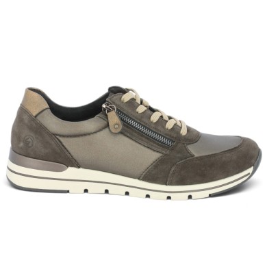 R6700-25 Baskets Remonte souple grande taille femme marron Shoesissime, vue coté