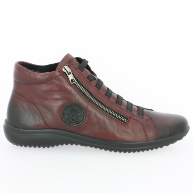 D1E70-35 Basket Remonte montante rouge foncé grande pointure femme Shoesissime, vue coté