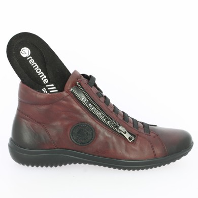 Baskets femme grande taille semelle amovible cuir rouge foncé Shoesissime, vue détails