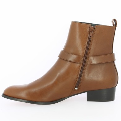 Lara - Brown leather ankle boot with small heel - Chic tall boot - Shoesissime