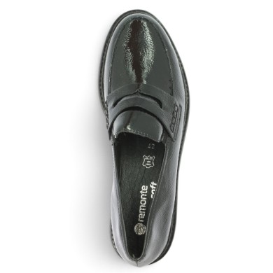 D2Q05-02 Mocassin grande taille Remonte femme vernis noir Shoesissime, vue dessus