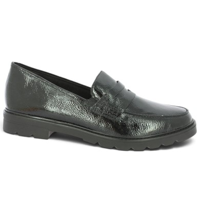 Mocassin vernis noir femme grande taille Shoesissime, vue profil