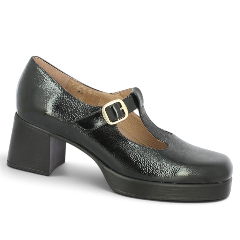 Escarpin plateforme vernis noir grande taille femme Shoesissime, vue coté