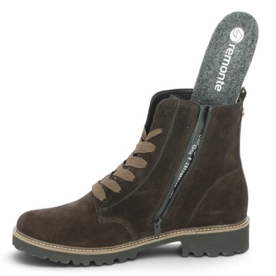 Bottines à lacets velours marron semelle amovible femme grande taille, vue intérieure