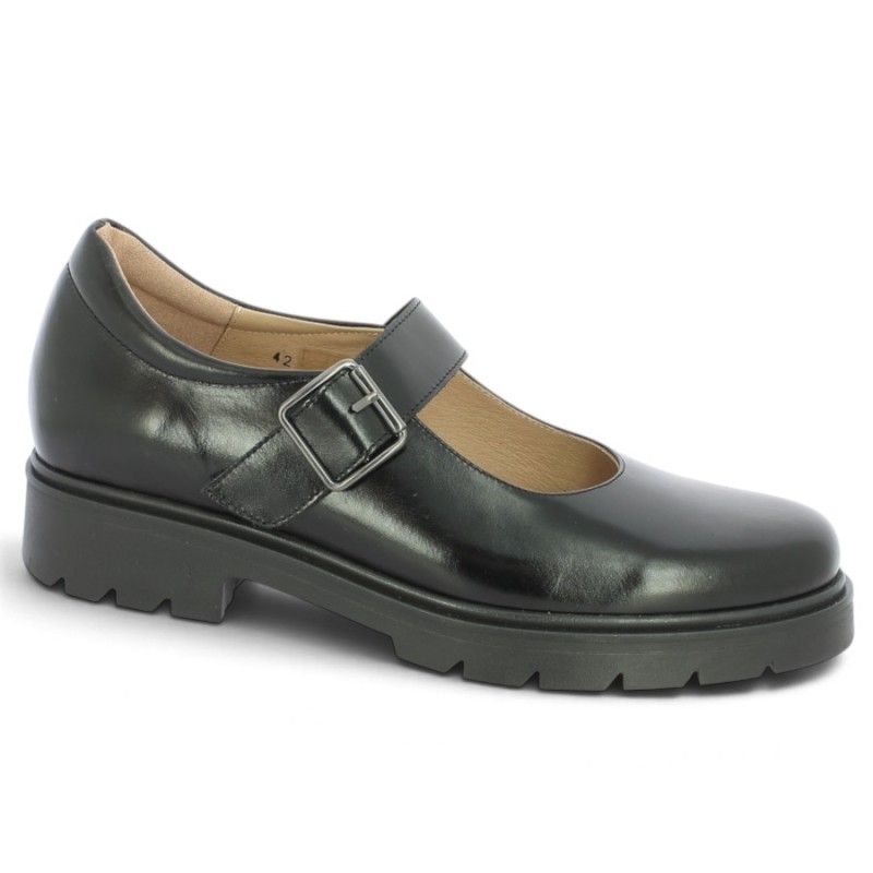 maryjane plate cuir femme grande taille Shoesissime, vue profil
