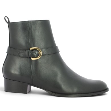 bottine cuir noir chic talon santiag grande taille femme, vue coté